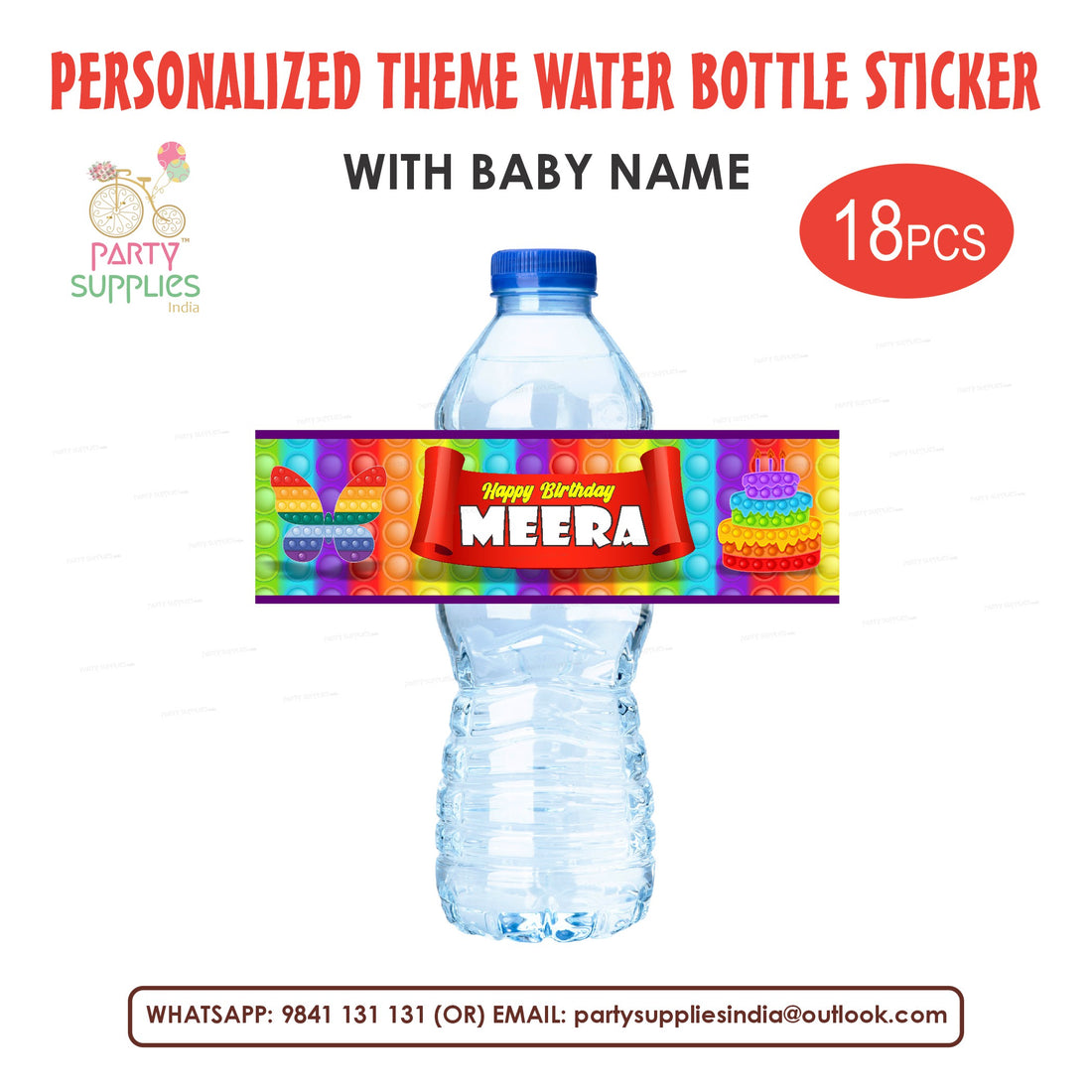 Pop It Theme Water Bottle Sticker