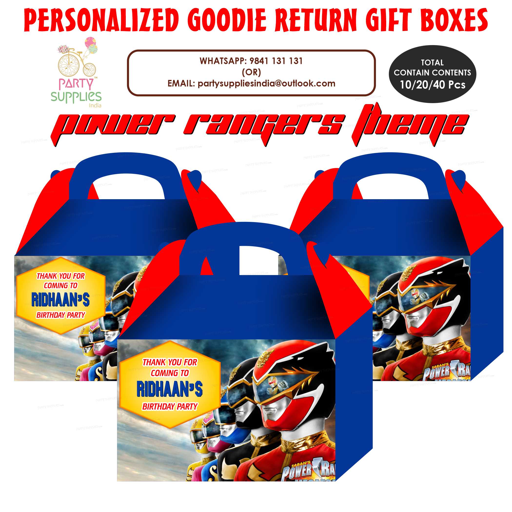 Power Rangers Theme Goodie Return Gift Boxes | Party Supplies – Party ...