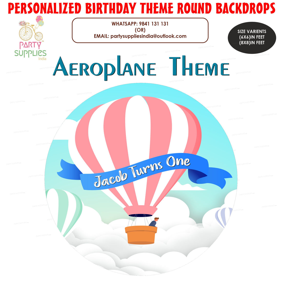 Aeroplane Theme Round Backdrop
