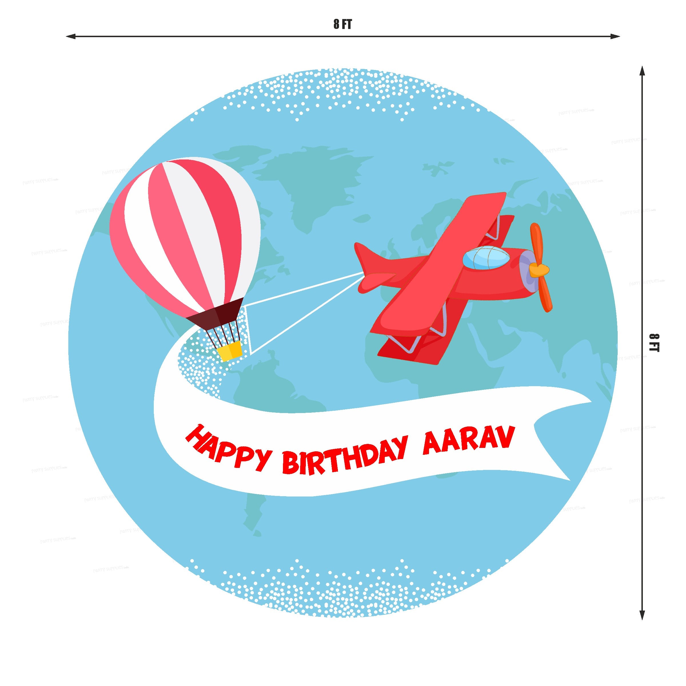 Aeroplane Theme Customized Round  Backdrop