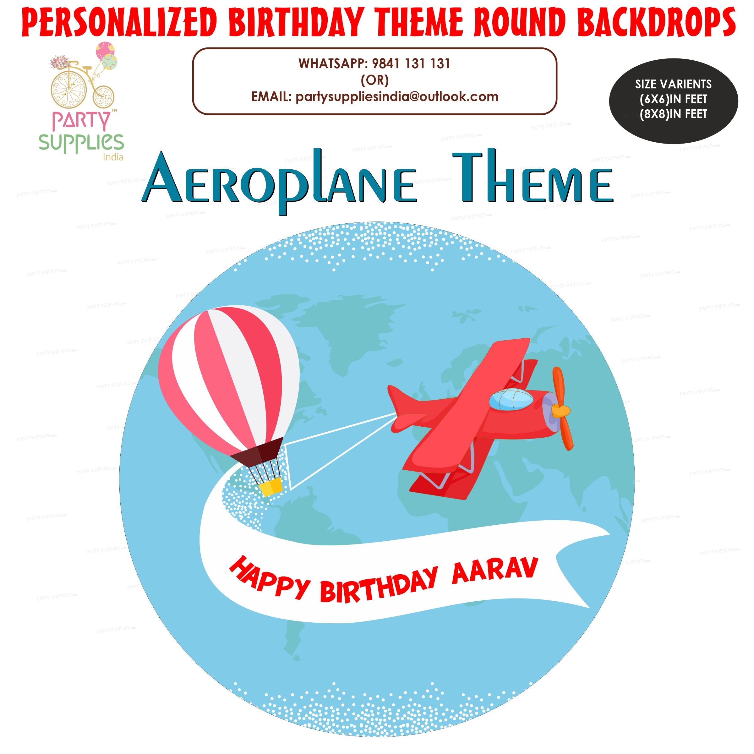Aeroplane Theme Customized Round  Backdrop