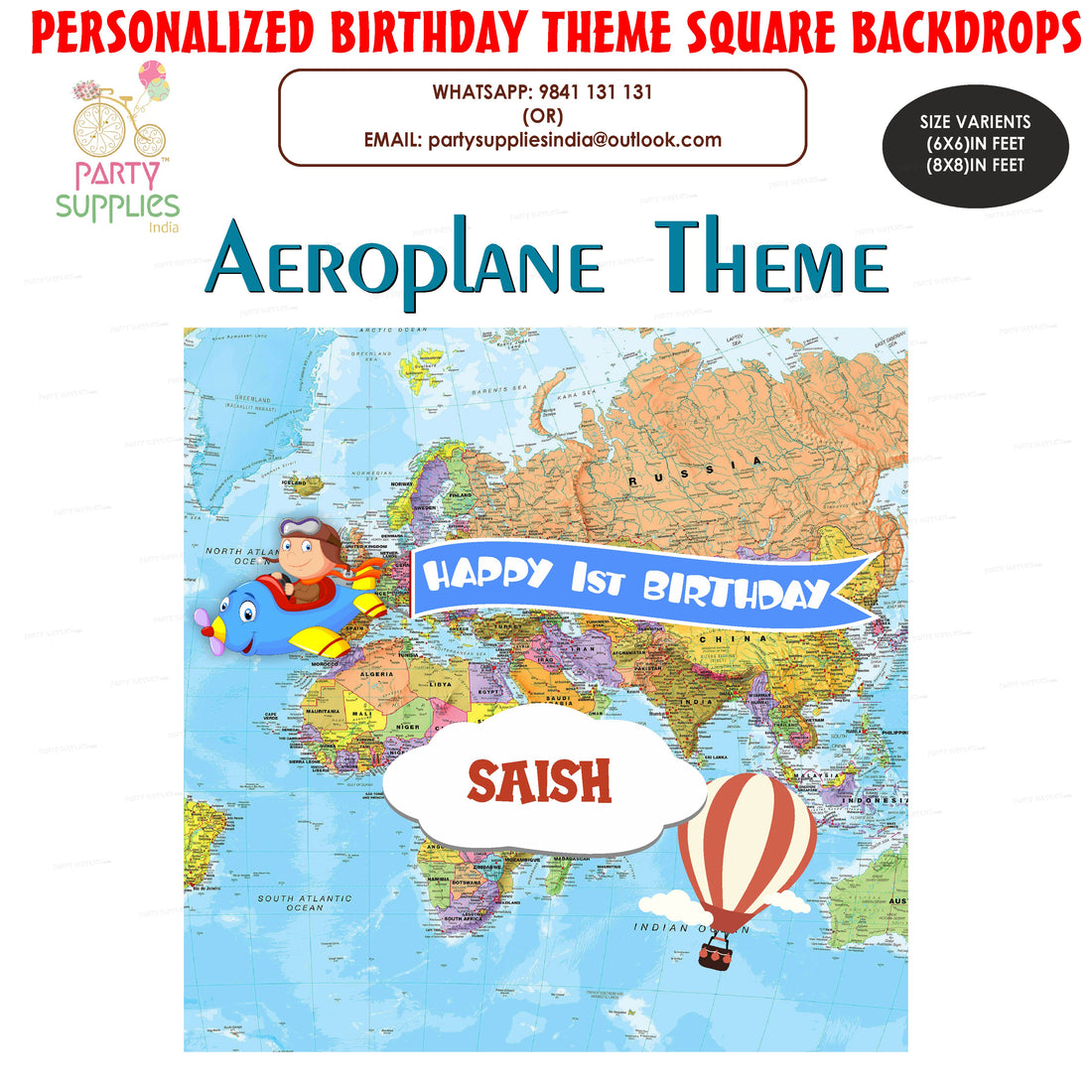 Aeroplane Theme Personalized Backdrop