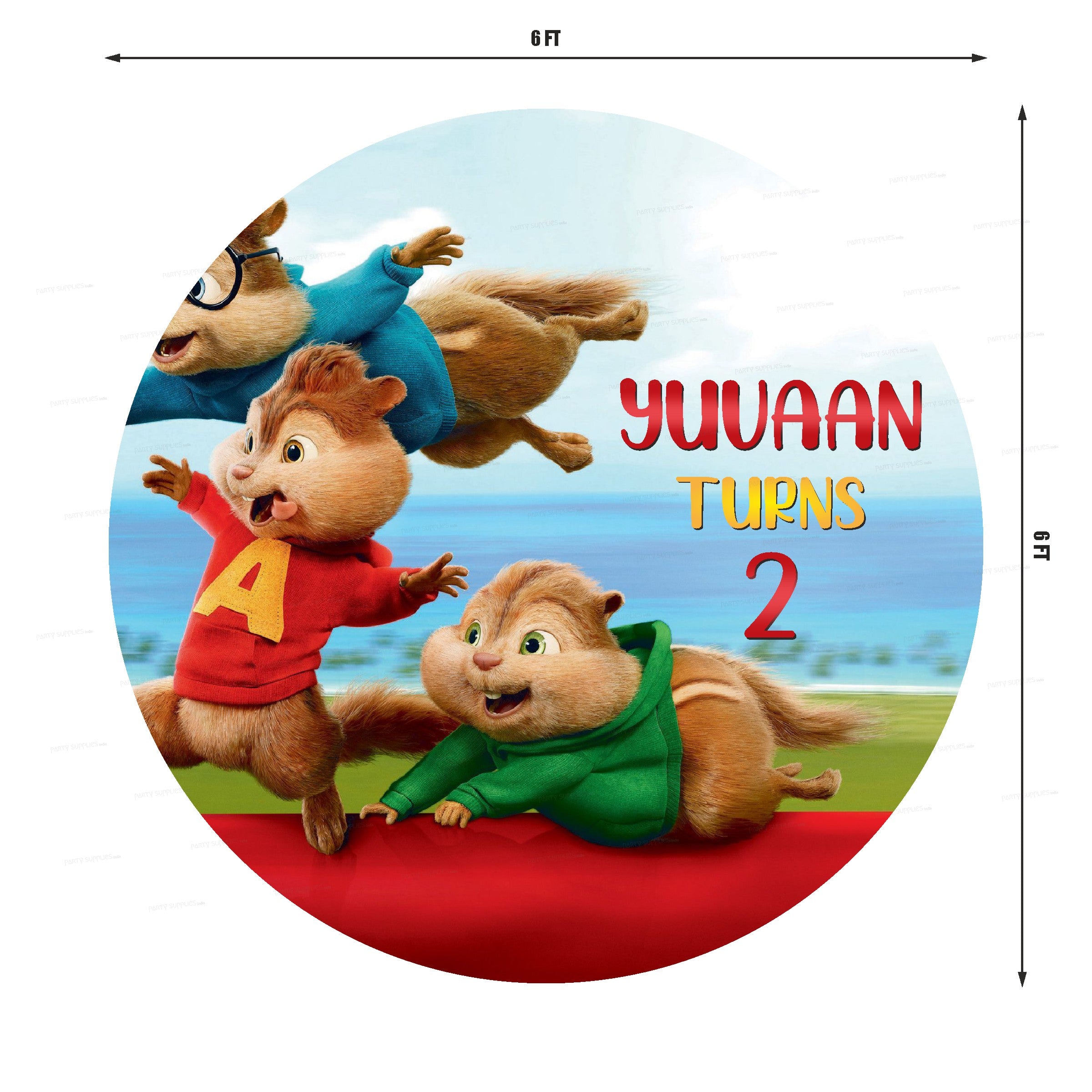 Alvin and Chipmunks Theme Round Backdrop - image 2 of 3 | Party Supplies India