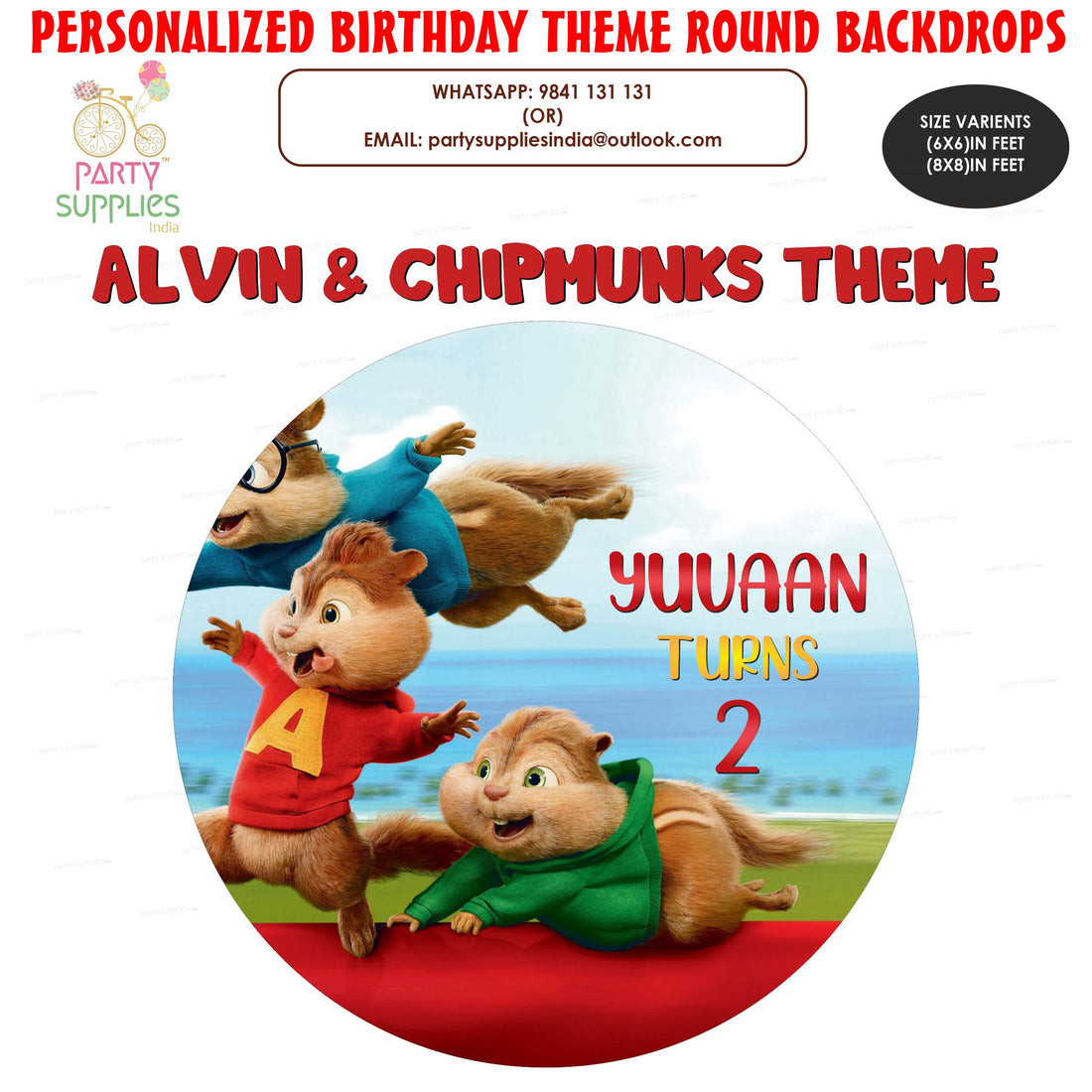 Alvin and Chipmunks Theme Round Backdrop