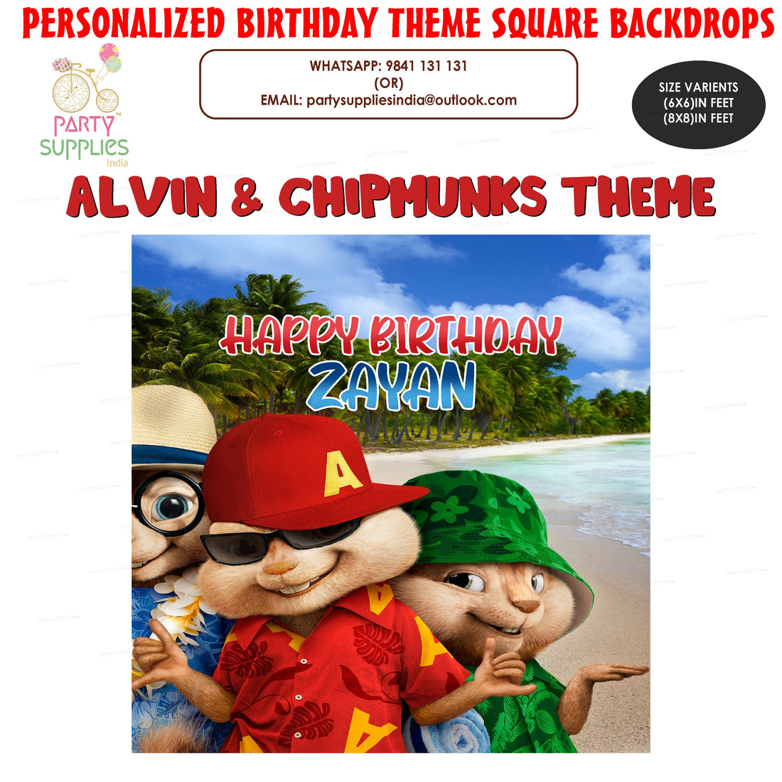 PSI Alvin and Chipmunks Theme Customized Square Backdrop