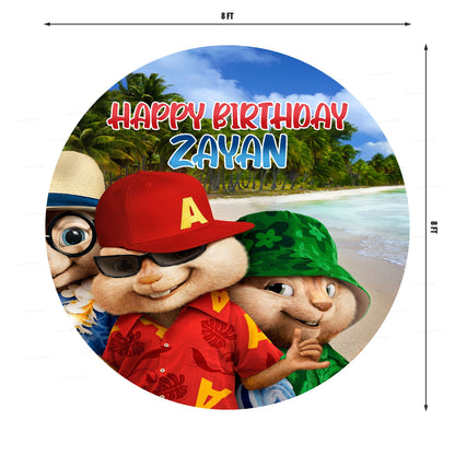 Alvin and Chipmunks Theme Customized Round Backdrop - image 3 of 3 | Party Supplies India