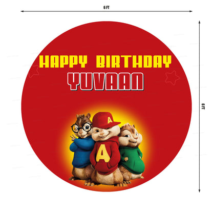 Alvin and Chipmunks Theme Personalized Round Backdrop - image 2 of 3 | Party Supplies India