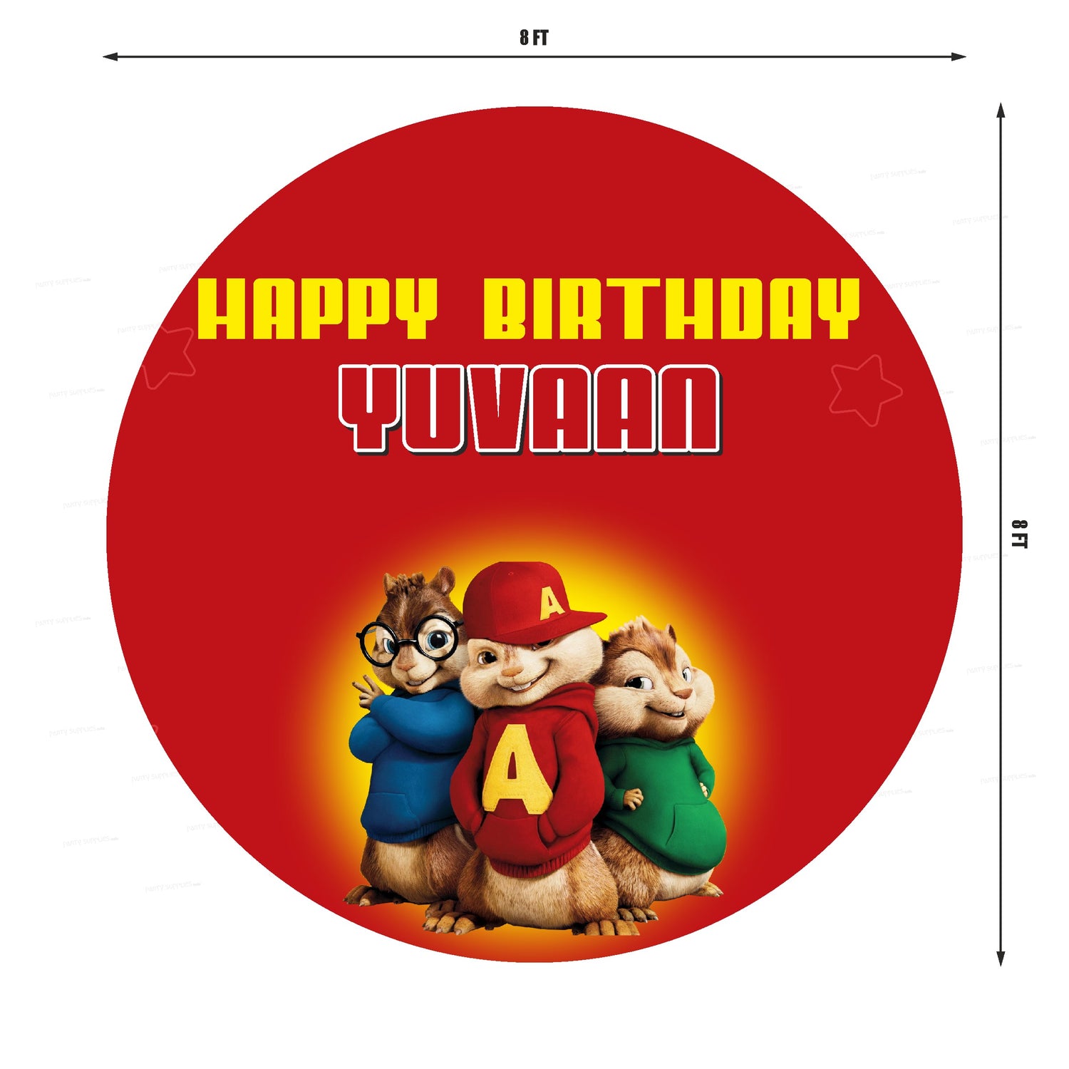 Alvin and Chipmunks Theme Personalized Round Backdrop - image 3 of 3 | Party Supplies India