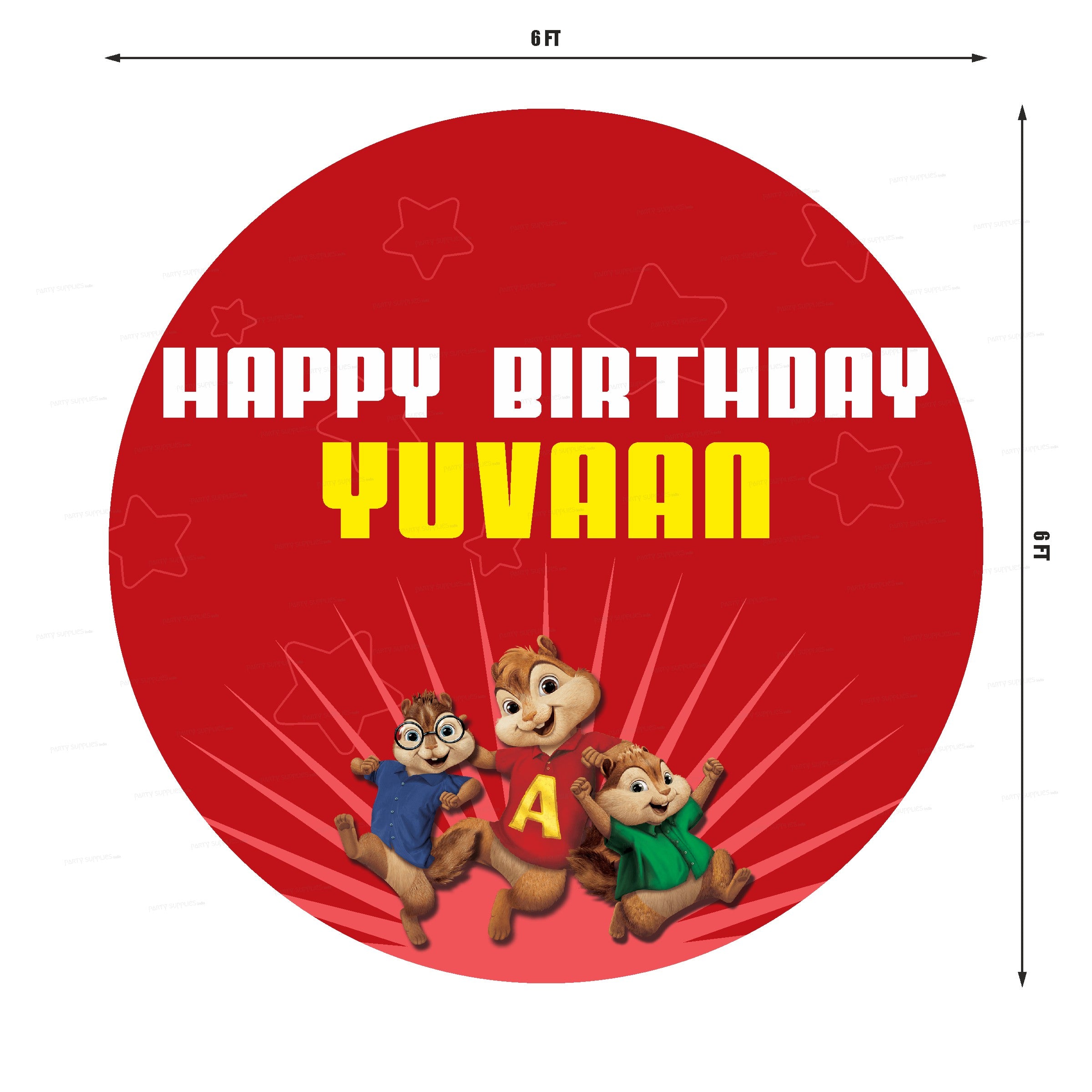 Alvin and Chipmunks Theme Premium Round Backdrop - image 2 of 3 | Party Supplies India