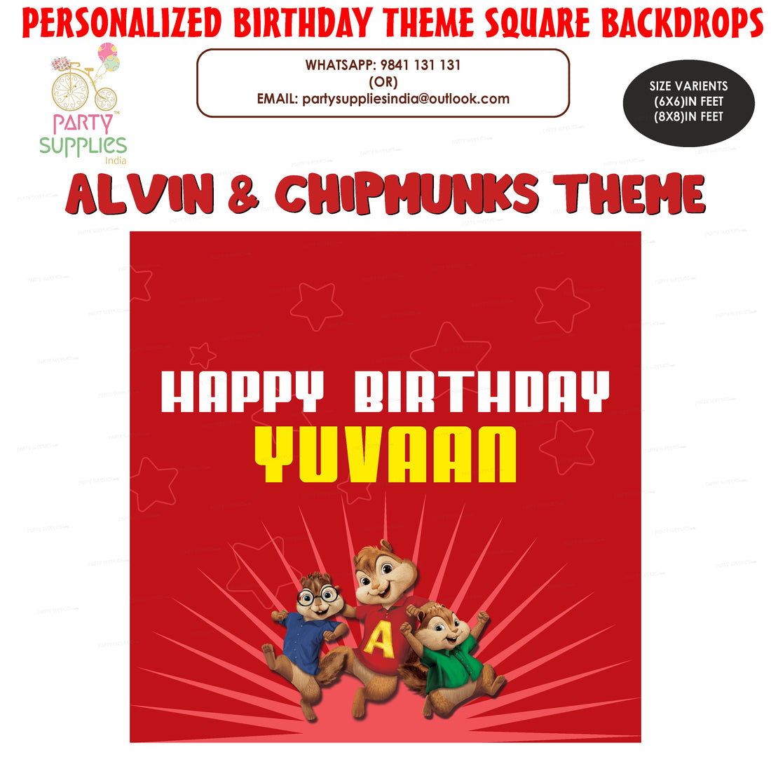 Alvin and Chipmunks Theme Premium Square Backdrop