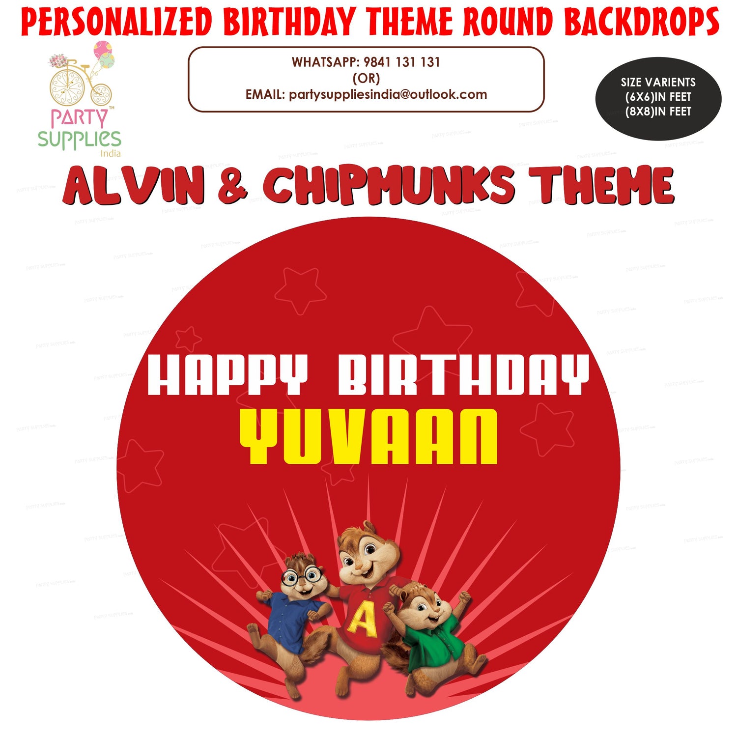 Alvin and Chipmunks Theme Premium Round Backdrop - image 1 of 3 | Party Supplies India