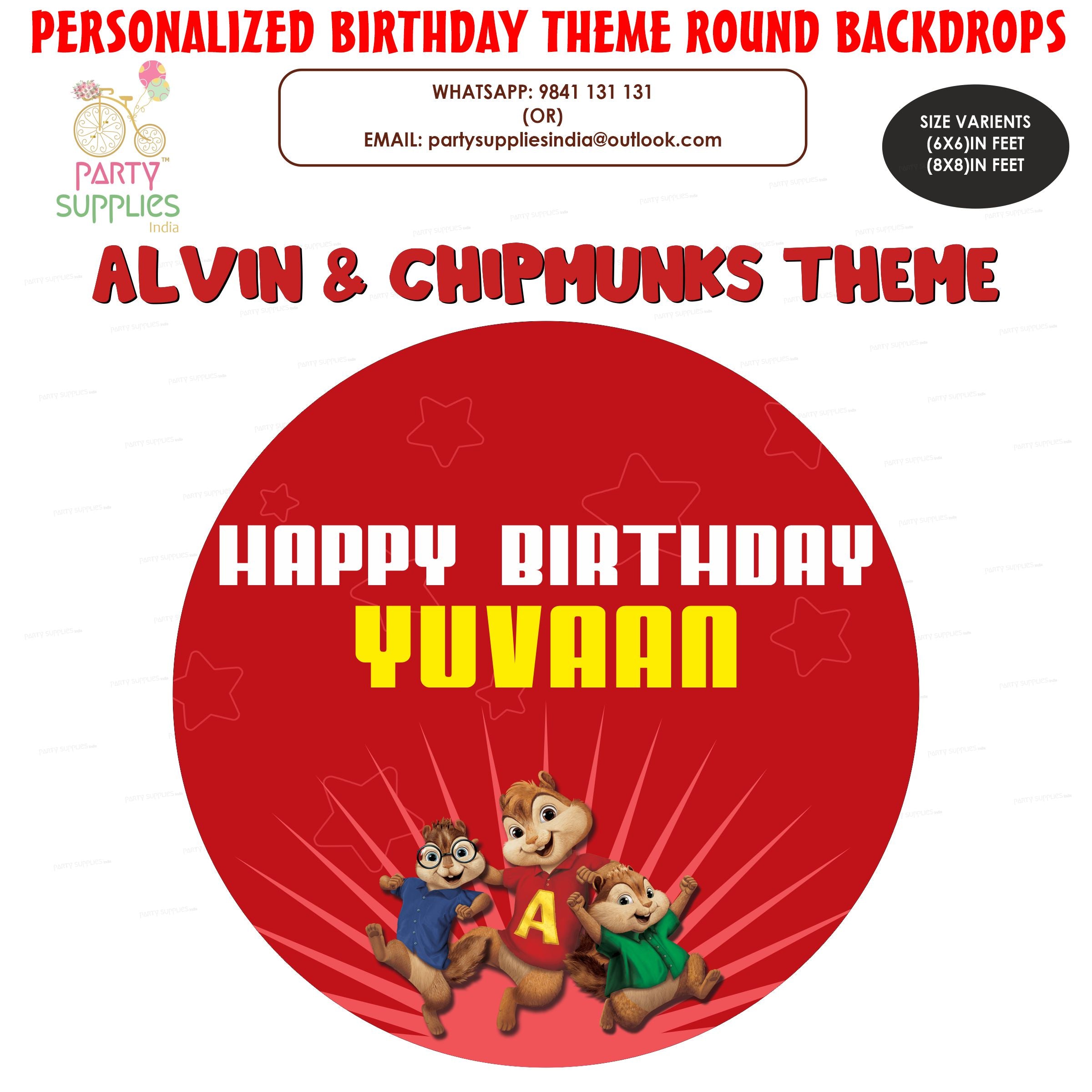 Alvin and Chipmunks Theme Premium Round Backdrop - image 1 of 3 | Party Supplies India