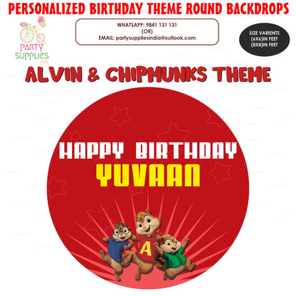 Alvin and Chipmunks Theme Premium Round Backdrop - image 1 of 3 | Party Supplies India