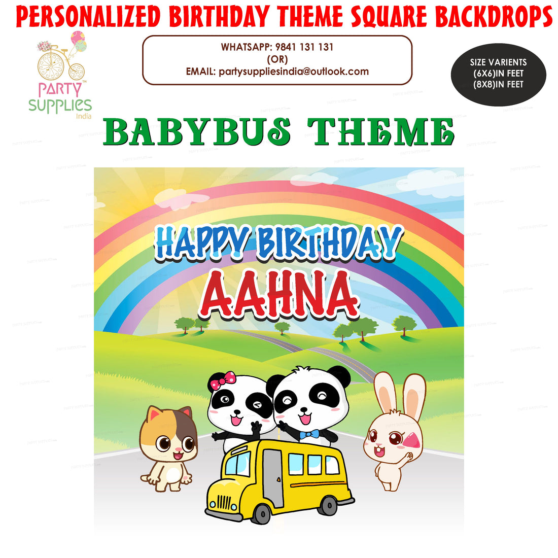 Baby Bus Theme Square Backdrop