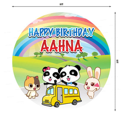 Baby Bus Theme Round Backdrop