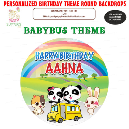 Baby Bus Theme Round Backdrop