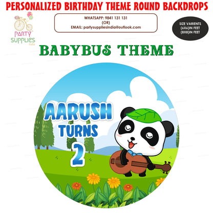 Baby Bus Theme Round  Personalized  Backdrop