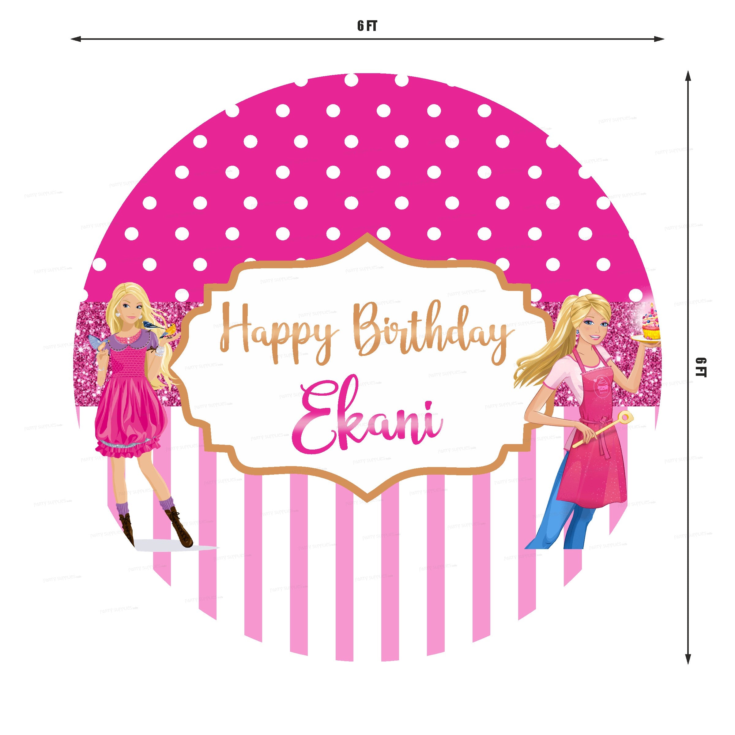 Barbie Theme Round Customized Backdrop