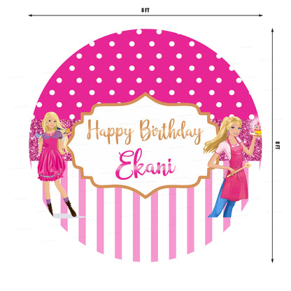 Barbie Theme Round Customized Backdrop