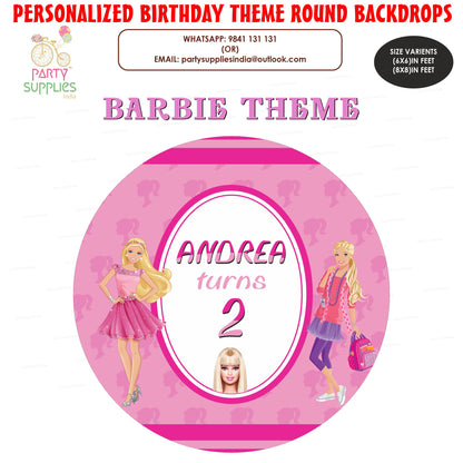 Barbie Theme Round Personalized Backdrop - image 1 of 4 | Party Supplies India