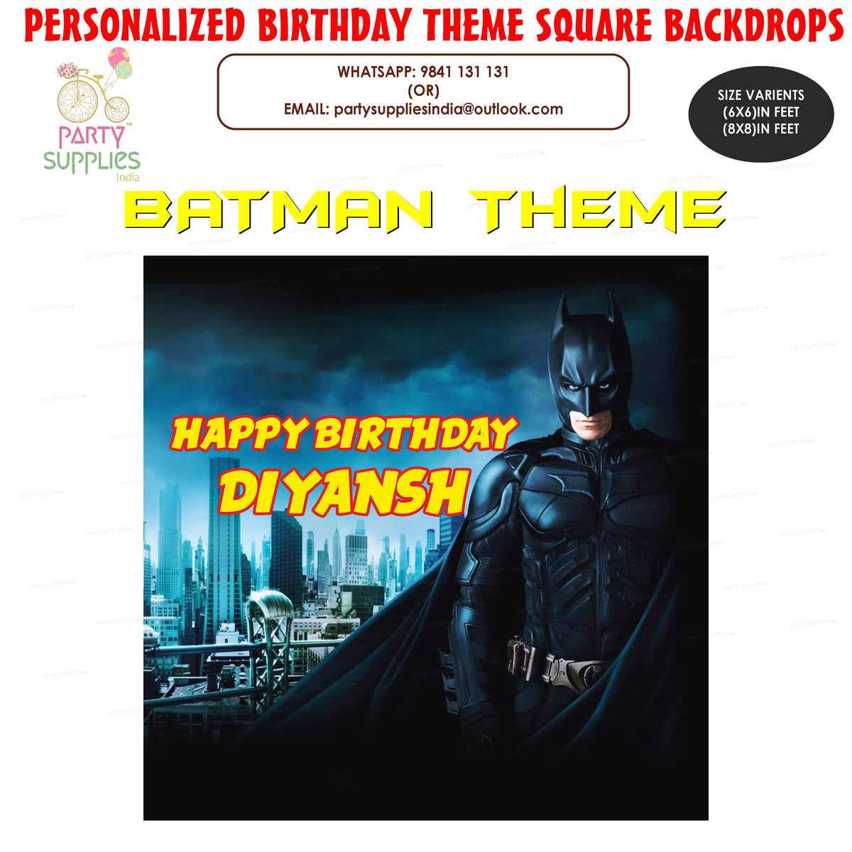 Square Frame Batman Batman Theme Square Backdrop | Party supplies online – Party Supplies India