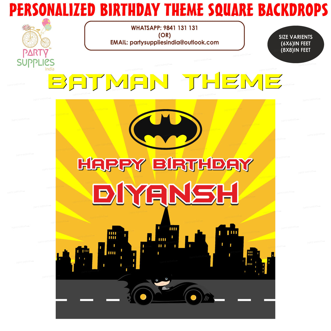 PSI Batman Theme Square Customized Backdrop