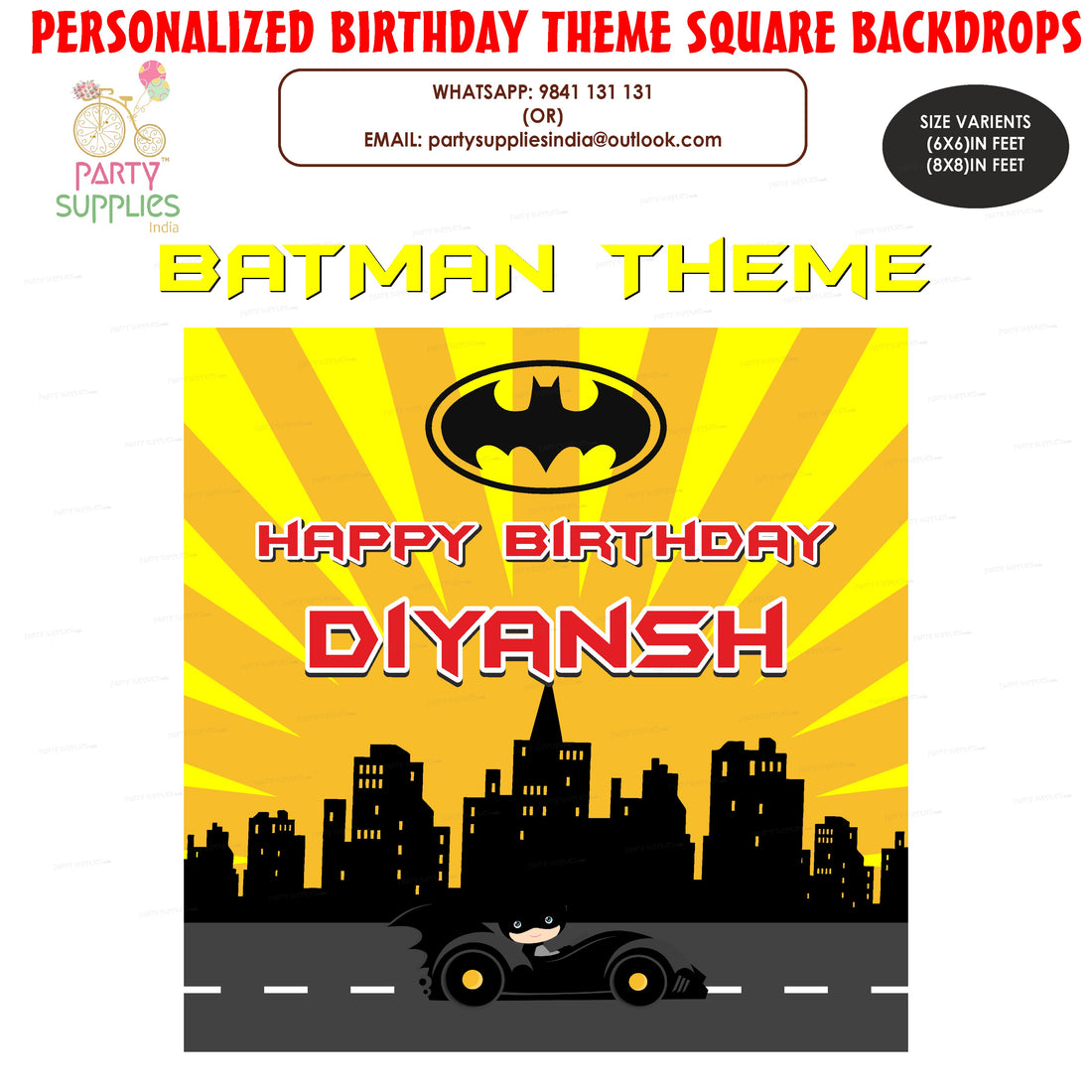 Batman Theme Square Customized Backdrop