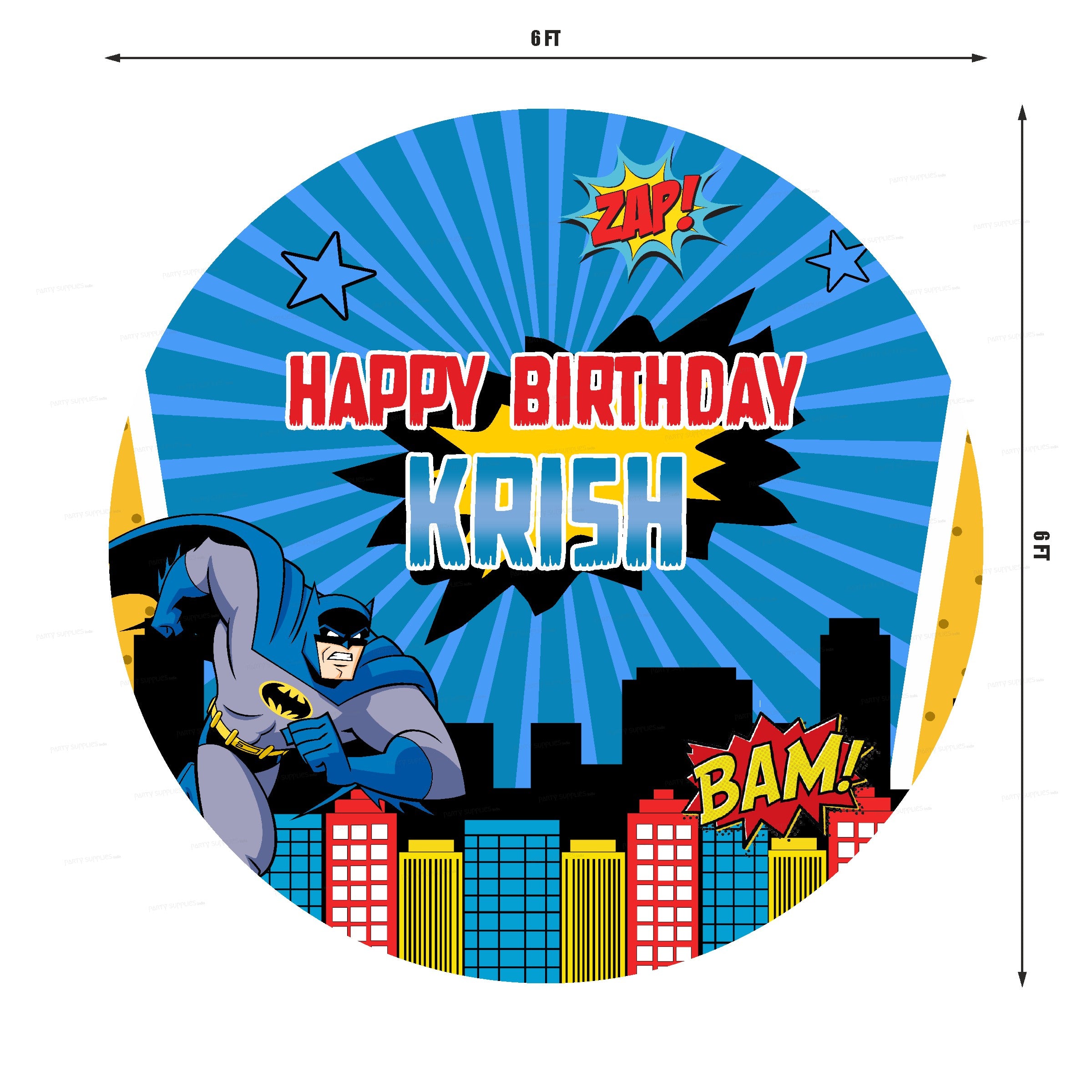 Batman Theme Round Personalized Backdrop