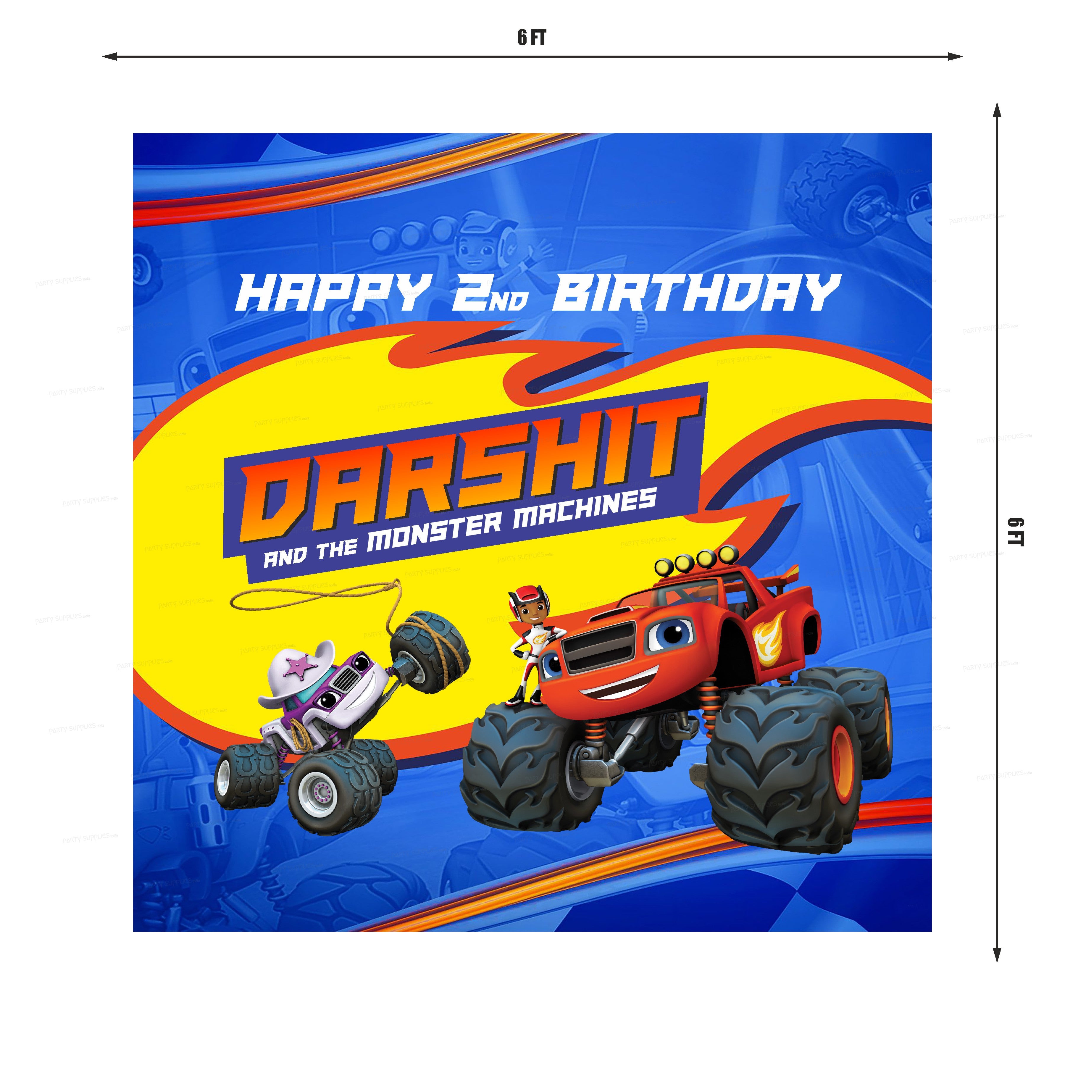 Blaze and the Monster Machines Theme Square Backdrop - image 2 of 3 | Party Supplies India