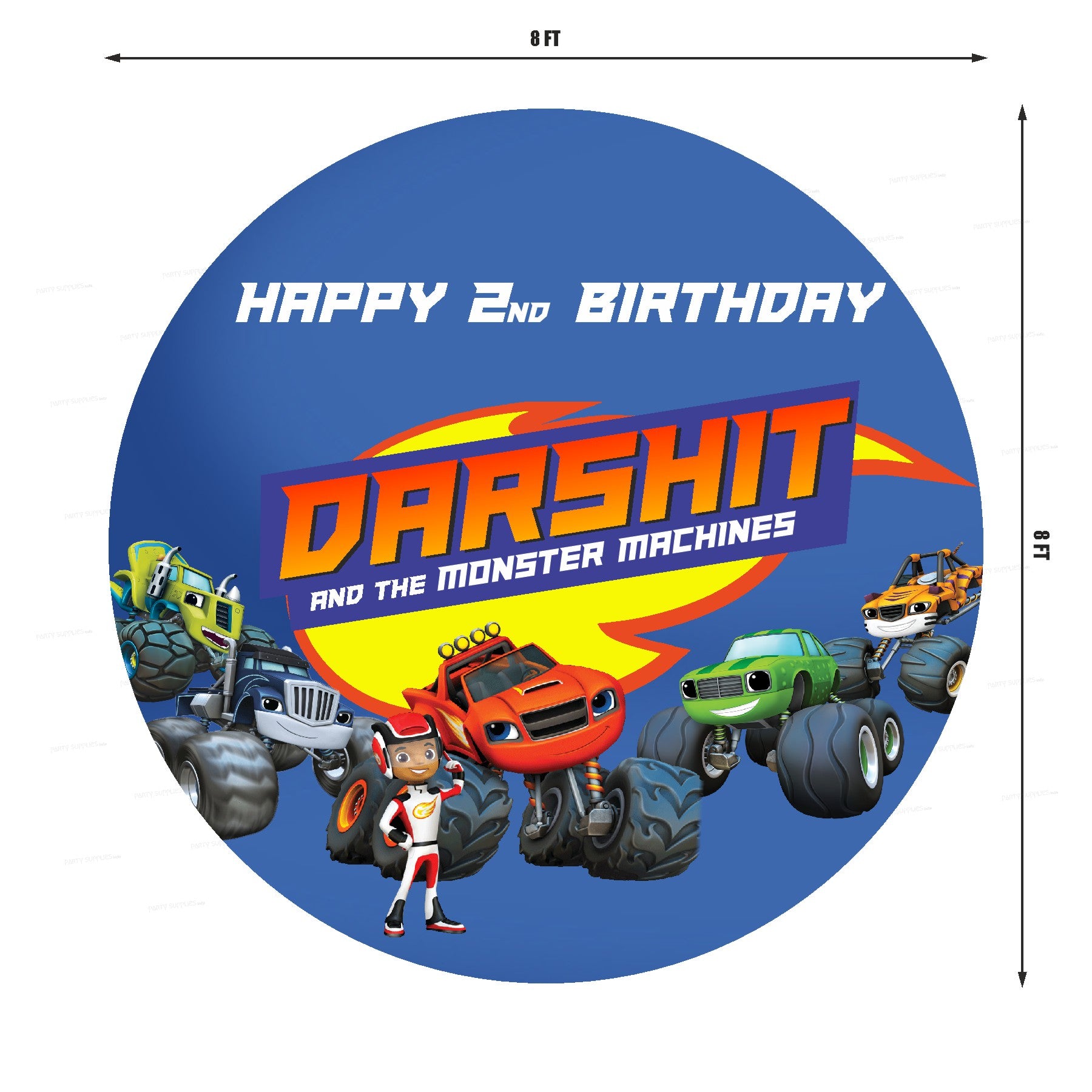 Blaze and the Monster Machines Customized Round Backdrop - image 3 of 4 | Party Supplies India
