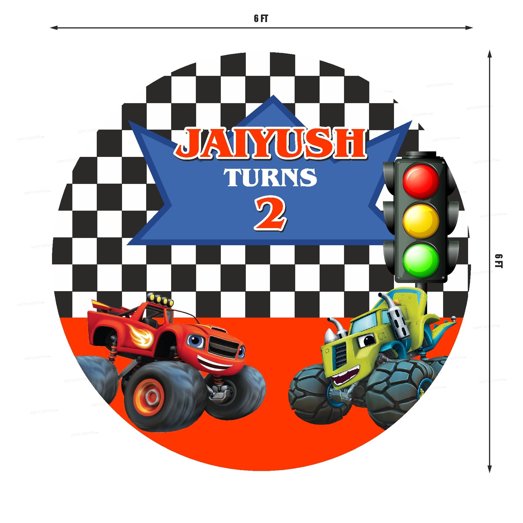 Blaze and the Monster Machines Personalized Round Backdrop - image 2 of 4 | Party Supplies India