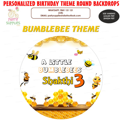 Bumble Bee Theme Personalized   Round Backdrop