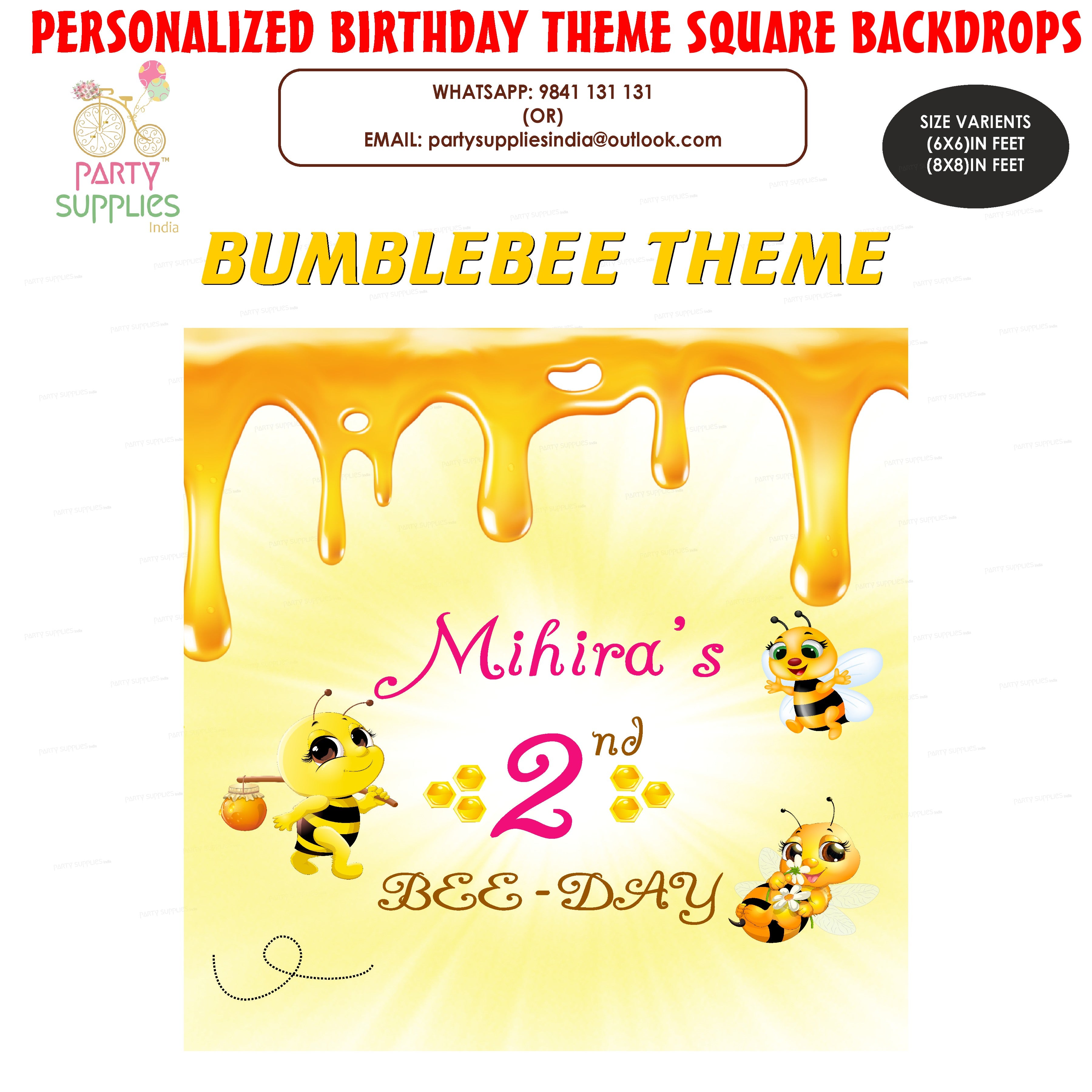 Bumble Bee Theme Square Backdrop