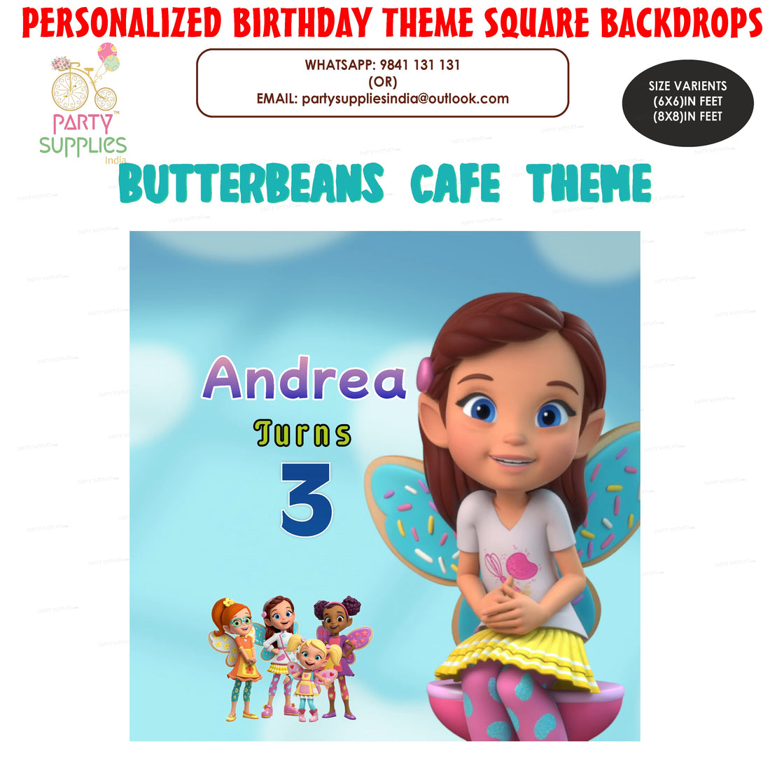 Butter Beans Theme Square Backdrop