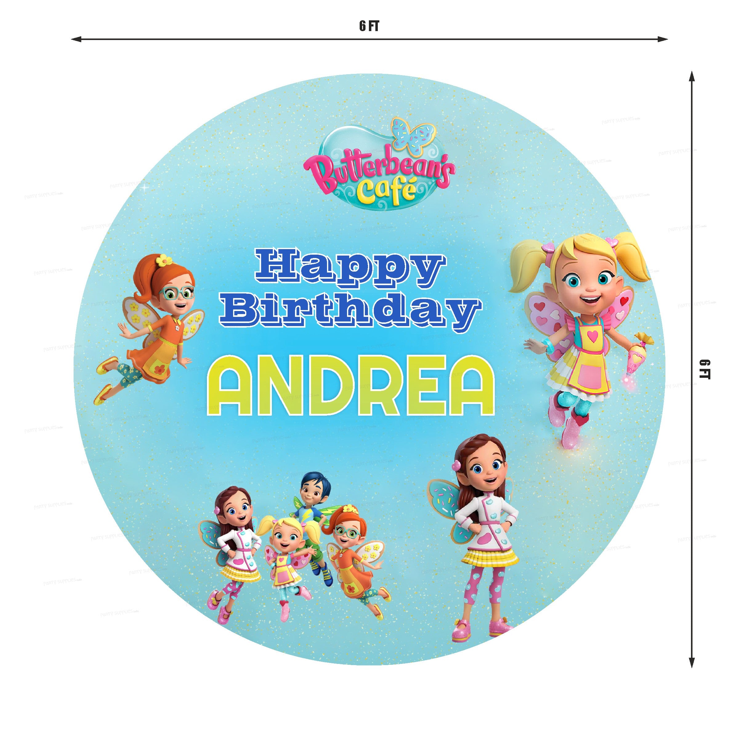 Butter Beans Theme Customized Round Backdrop - image 2 of 4 | Party Supplies India
