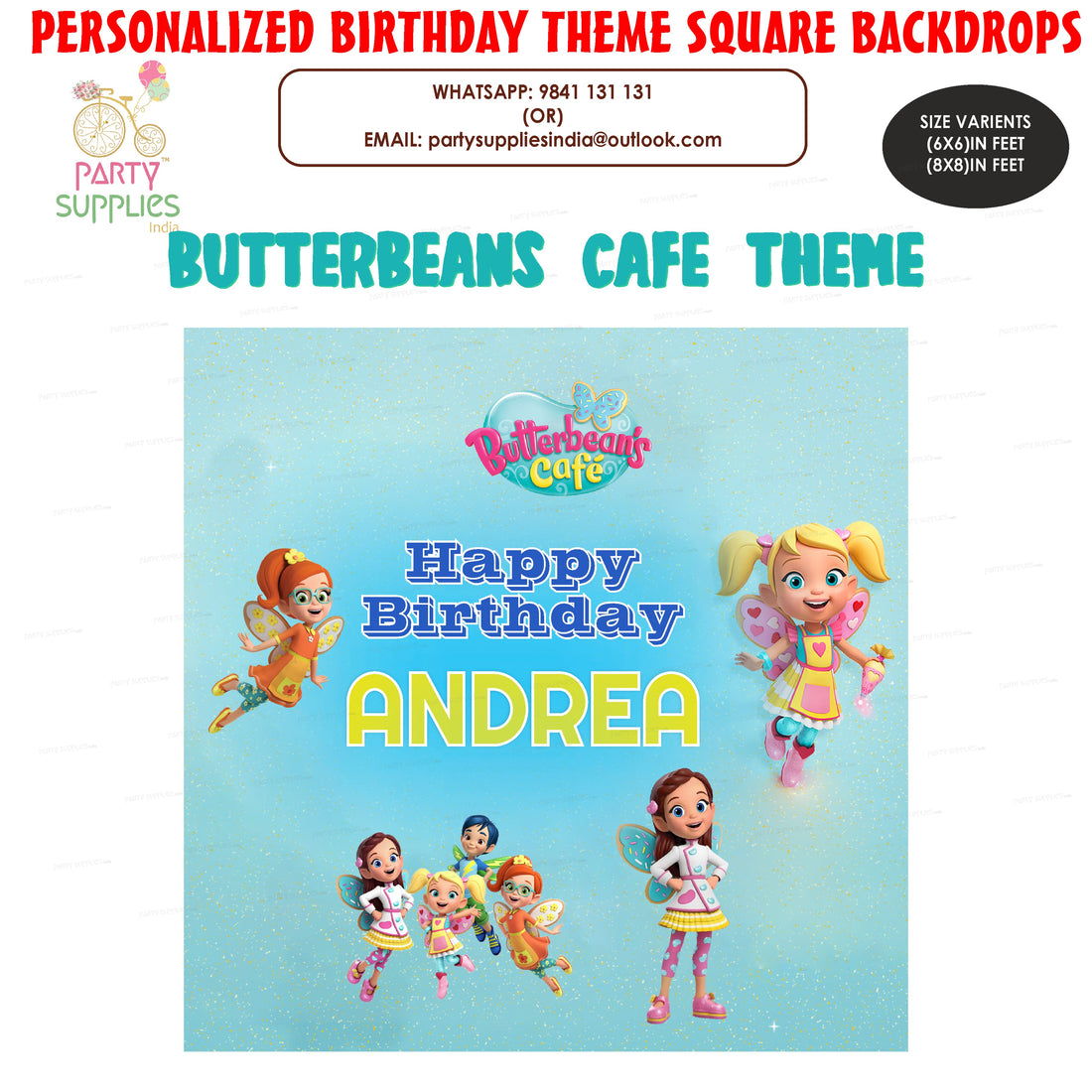 Butter Beans Theme Customized Square Backdrop