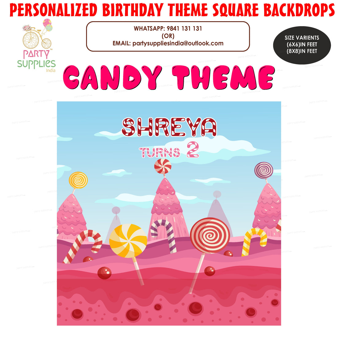 Candy Hill Theme Square Backdrop