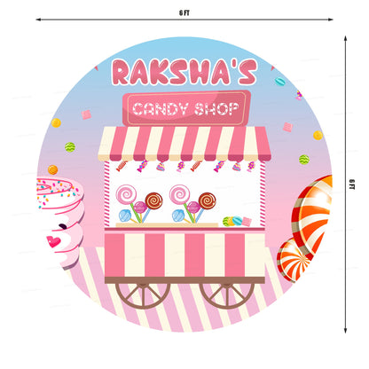 Candy Shop Theme Round Backdrop