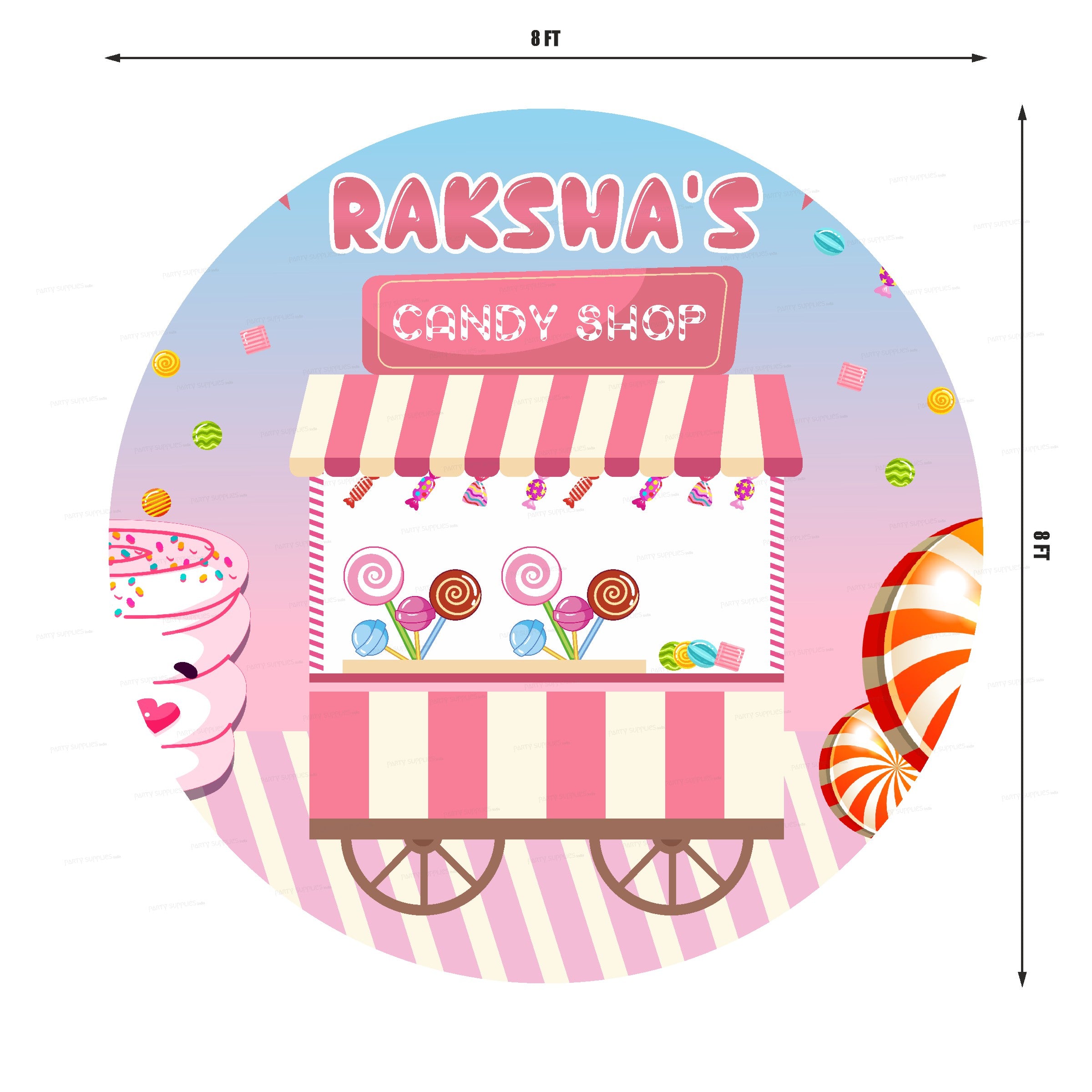 Candy Shop Theme Round Backdrop