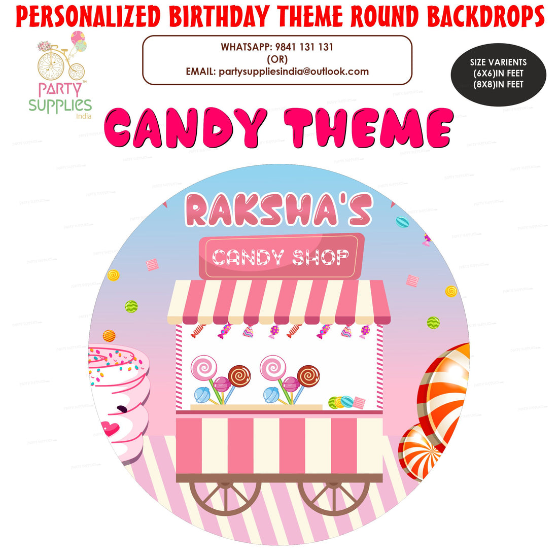 PSI Candy Shop Theme Round Backdrop