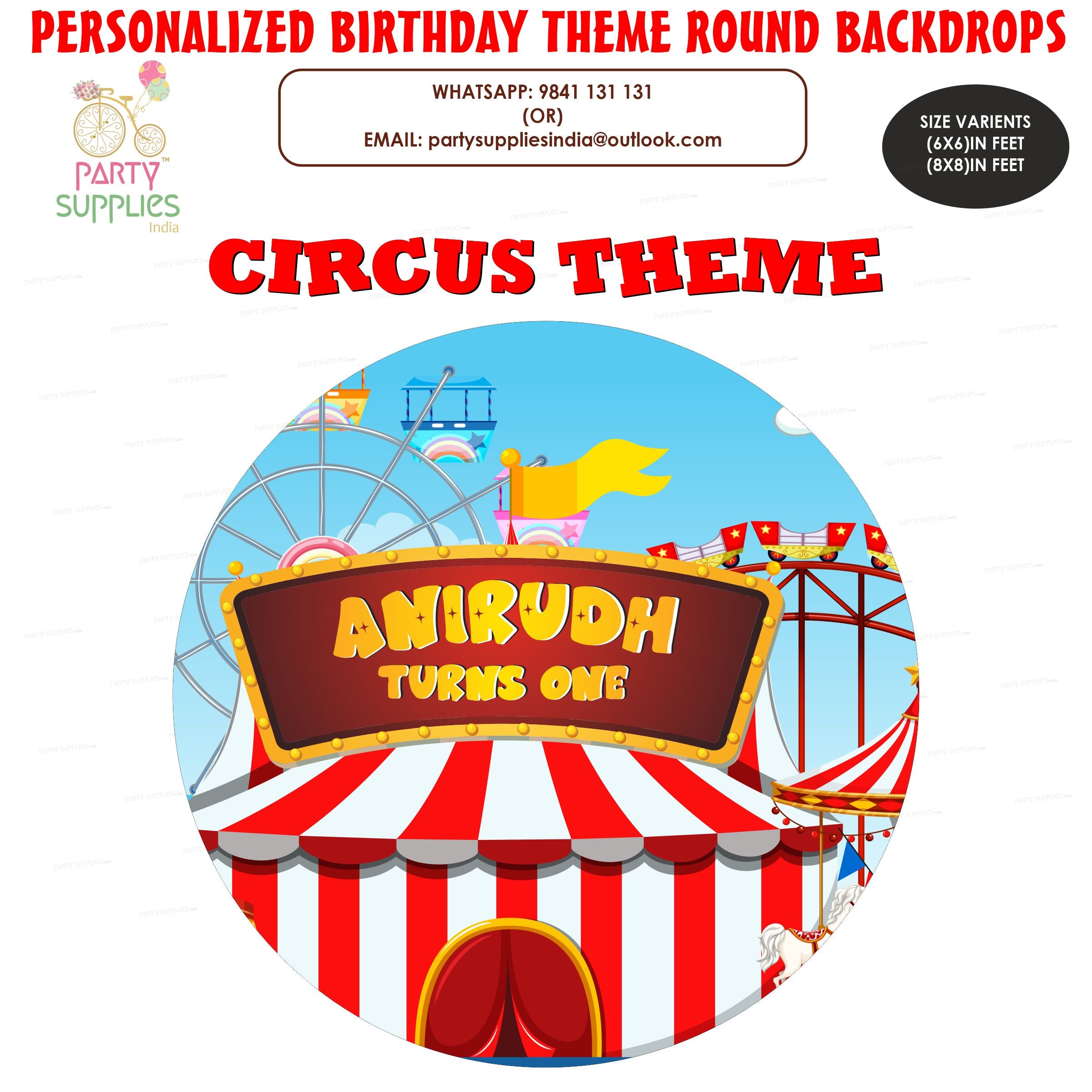 PSI Circus Theme Customized Round Backdrop