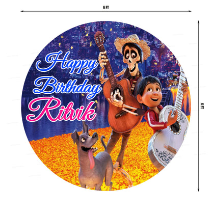 Coco Theme Personalized Round Backdrop - image 2 of 4 | Party Supplies India