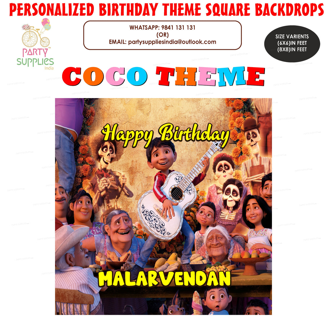 Coco Theme Premium Square Backdrop