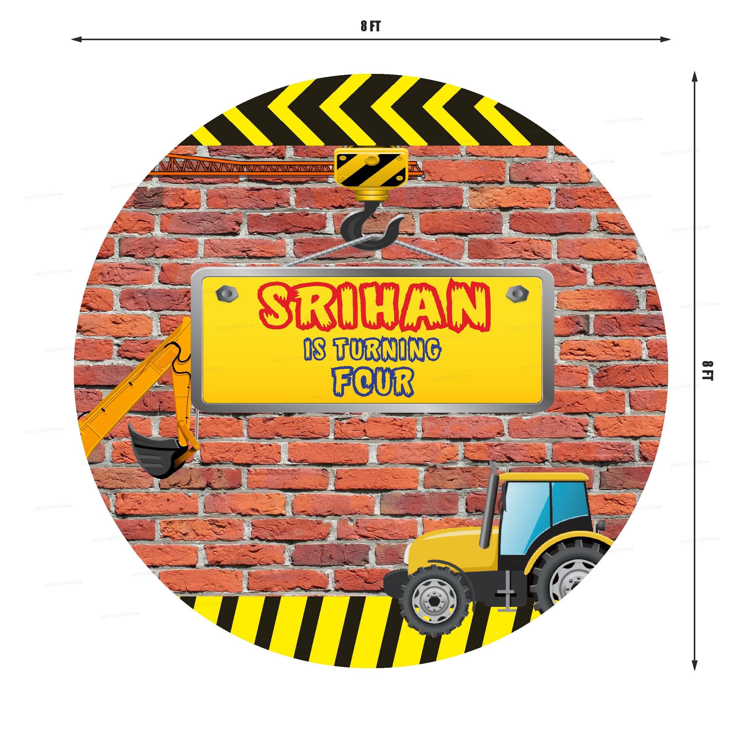Construction Theme Round Backdrop