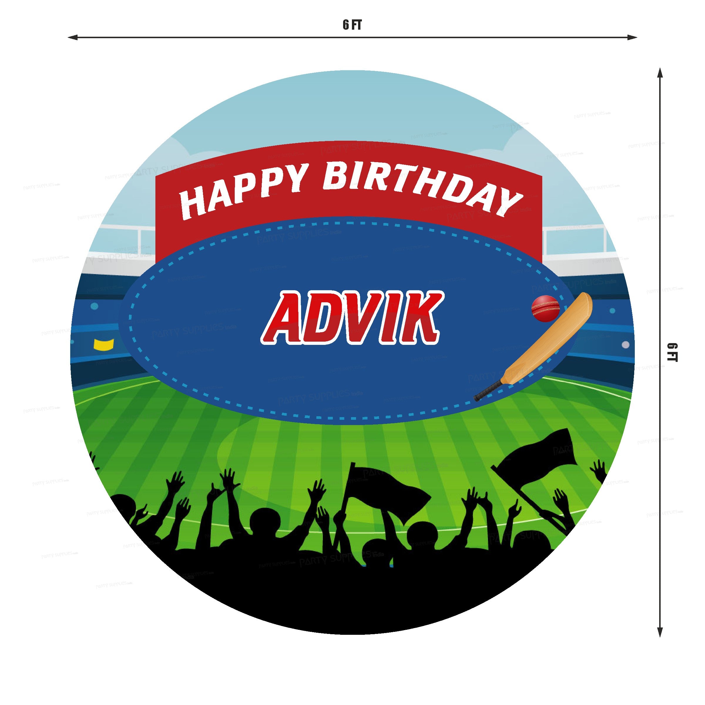 Cricket Theme Customized Round  Backdrop