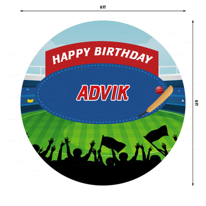 Cricket Theme Customized Round  Backdrop