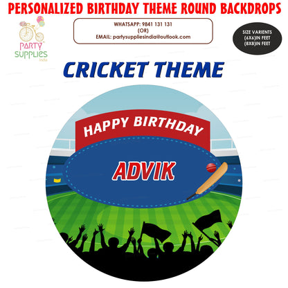Cricket Theme Customized Round  Backdrop