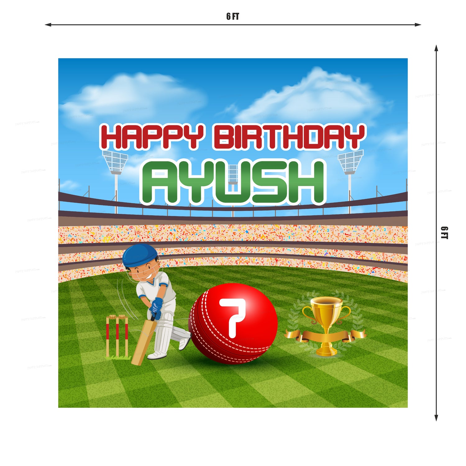 Cricket Theme Personalized Square Backdrop | Party supplies online ...
