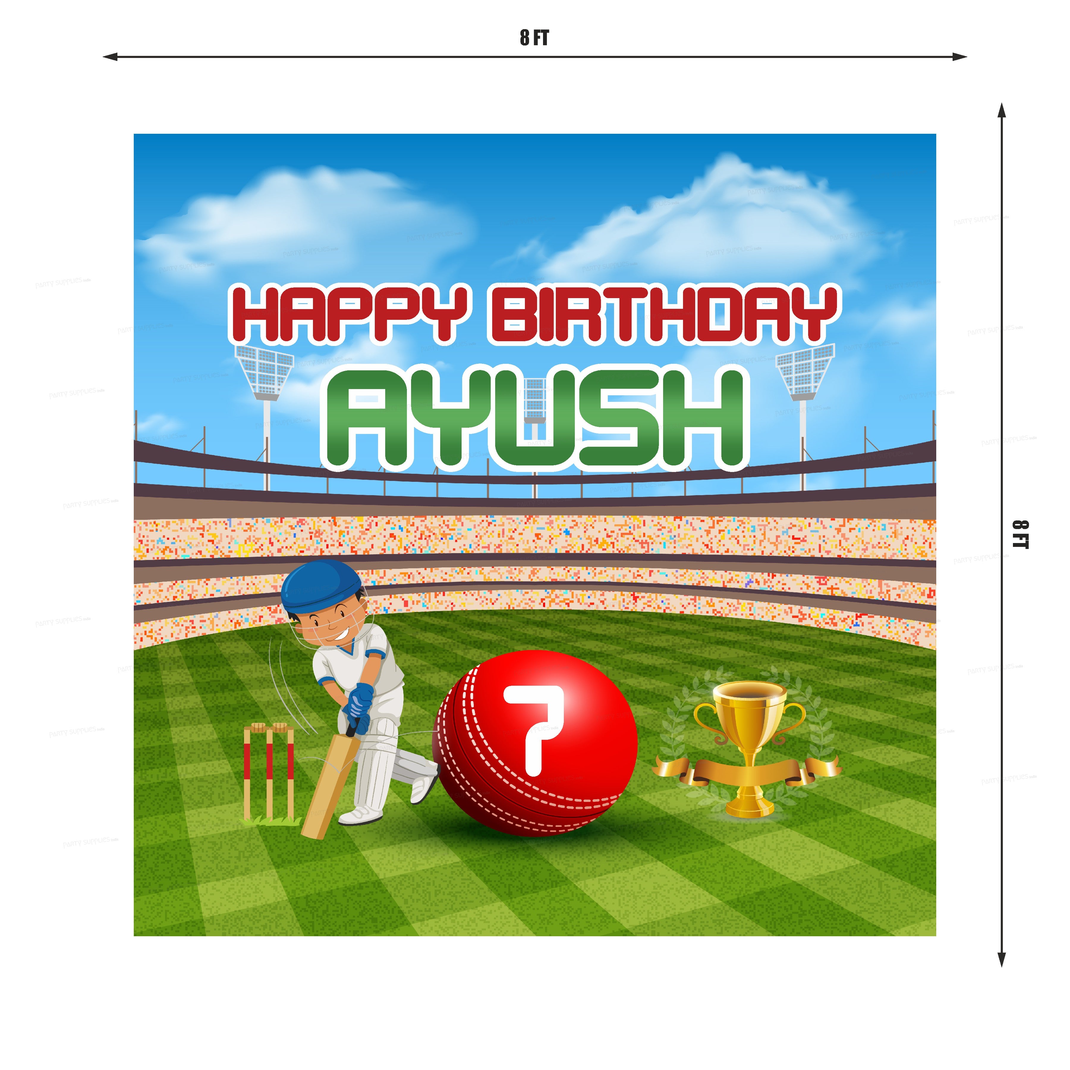 Cricket Theme Personalized Square Backdrop