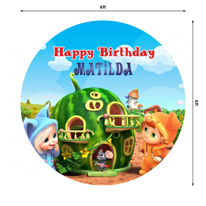 Dave &amp; Ava Theme Customized Round Backdrop - image 2 of 4 | Party Supplies India